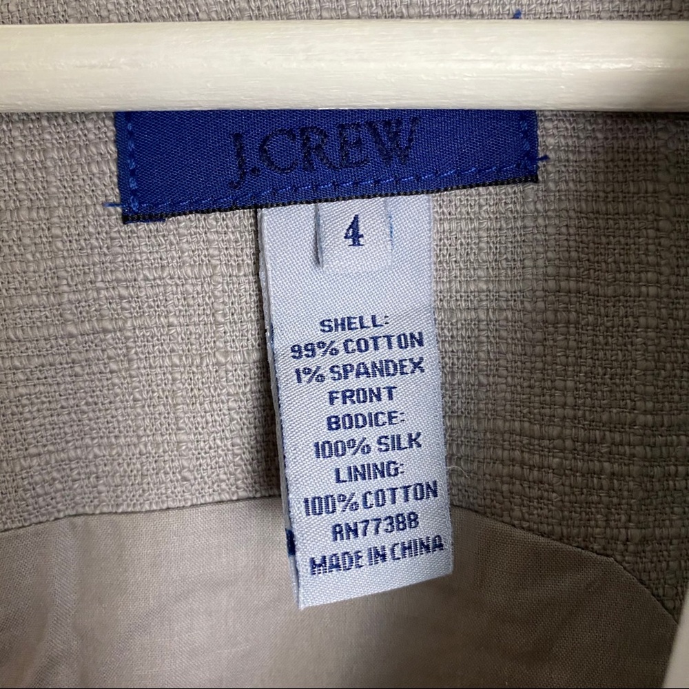 J.Crew Silk/Cotton Cowl Neck Sheath Dress Grey 4 - Picture 3 of 7